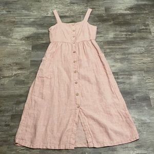 Rachel Zoe Linen Rose Pink Blush Midi Sundress 6